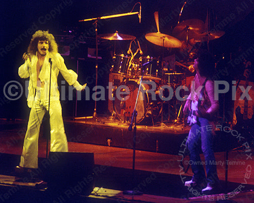 Photo of David Byron, John Wetton and Lee Kerslake of Uriah Heep in 1976 by Marty Temme