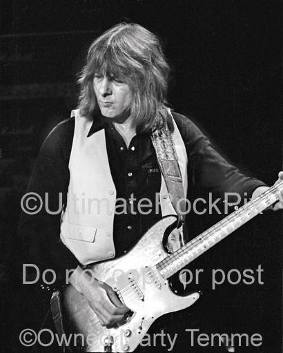 Photos of Mick Ralphs of Bad Company Playing a Fender Stratocaster Onstage in 1979 by Marty Temme
