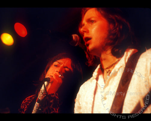 Photo of Chris and Rich Robinson of The Black Crowes in concert by Marty Temme