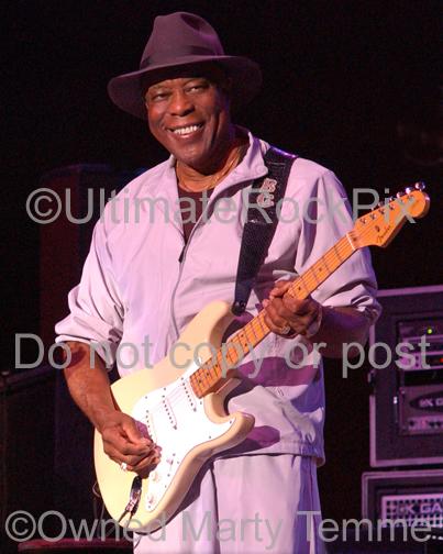 Photos of Blues Guitar Player Buddy Guy Playing a Fender Stratocaster in Concert by Marty Temme