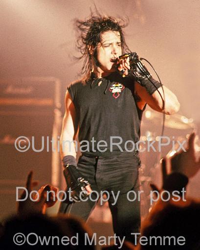 Photo of Singer Glenn Danzig of Danzig Performing in Concert in 1989 in Reseda, California by Marty Temme