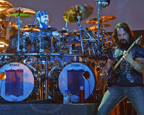 Photo of Mike Portnoy and John Petrucci of Dream Theater in concert by Marty Temme