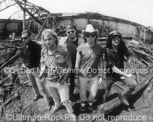 Photo of the band Junkyard during a photo shoot in 1989 by Marty Temme