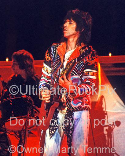 Photos of Guitarist Keith Richards of The Rolling Stones in Concert in 1973 by Marty Temme