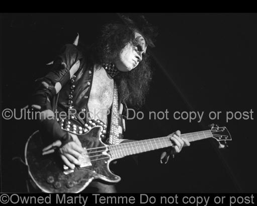 Photos of Gene Simmons of Kiss in Concert in the 1970's by Marty Temme