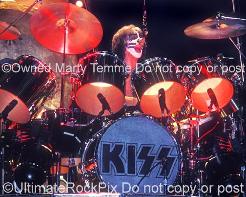 Photos of Drummer Peter Criss of Kiss in Concert in the 1970's by Marty Temme