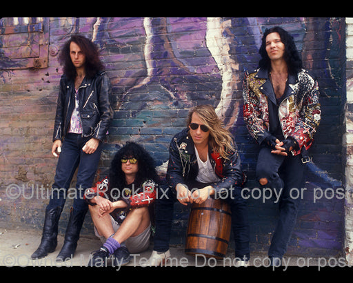 Photo of the band Love/Hate during a photo shoot in 1990 by Marty Temme