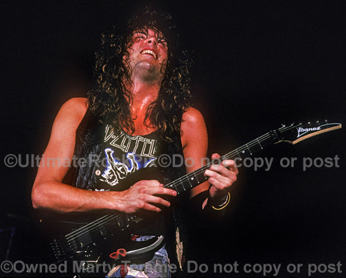 Photo of Reb Beach of Winger in concert in 1989 by Marty Temme