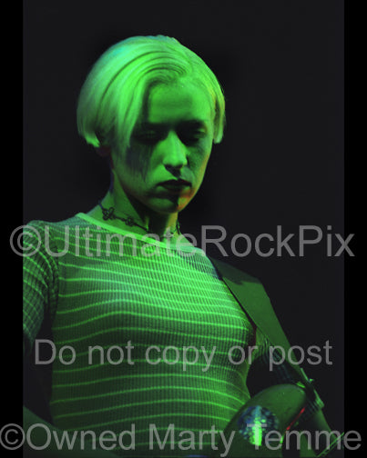 Photo of D'arcy Wretzky of Smashing Pumpkins in concert in 1994 by Marty Temme