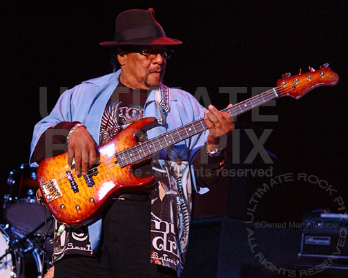 Photo of bass player Billy Cox of The Jimi Hendrix Experience in concert by Marty Temme