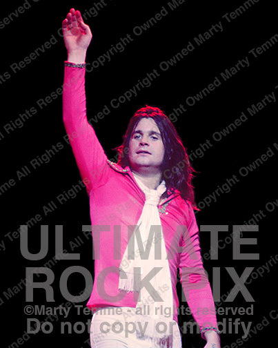 Photo of Ozzy Osbourne of Black Sabbath singing onstage in 1978 by Marty Temme