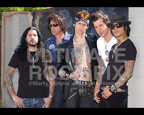 Photo of Josh Todd and the band Buckcherry during a photo shoot in 2008 by Marty Temme