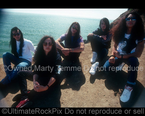 Photo of Death Angel during a photo shoot in 1990 by Marty Temme