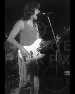 Photo of John Wetton of King Crimson in 1975 by Marty Temme