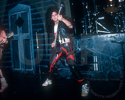 Photo of Hal Patino of King Diamond in concert in 1988 by Marty Temme