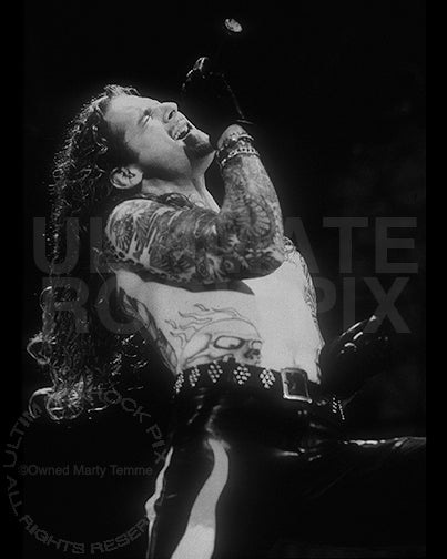 Black and white photo of Ron Young of Little Caesar in 1991 by Marty Temme<br>