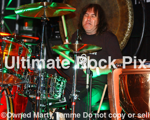 Photo of drummer Simon Wright of AC/DC in concert by Marty Temme