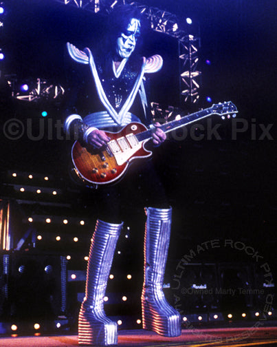 Photo of guitar player Ace Frehley of Kiss in concert by Marty Temme