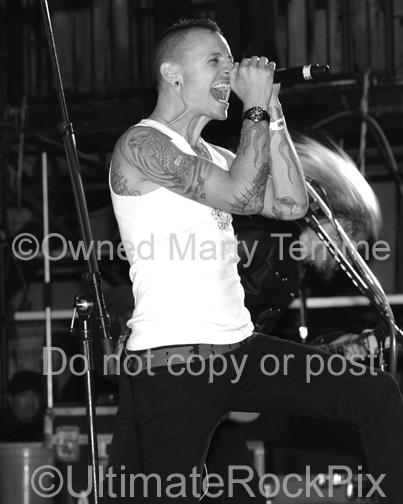 Photos of Singer Chester Bennington of Linkin Park Performing Onstage with Alice in Chains by Marty Temme