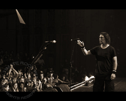 Art Print of Sean Kinney of Alice in Chains throwing a drumstick to the crowd in 2006 by Marty Temme