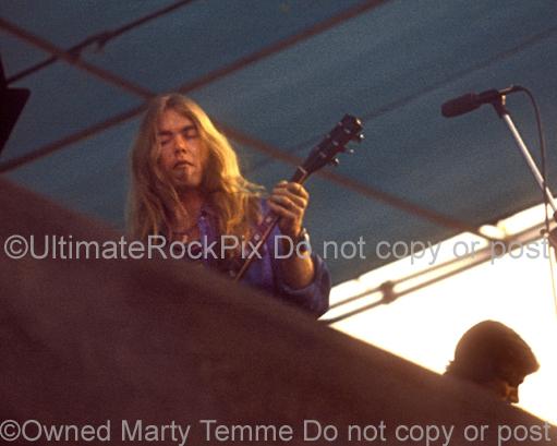 Photos of Musician Gregg Allman of The Allman Brothers Playing a Gibson Les Paul in Concert in 1974 by Marty Temme