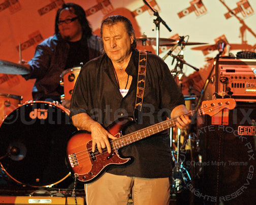 Photo of bass player Bob Babbitt in concert in 2008 by Marty Temme