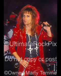 Photo of John Waite of Bad English and The Babys in concert in 1989 by Marty Temme