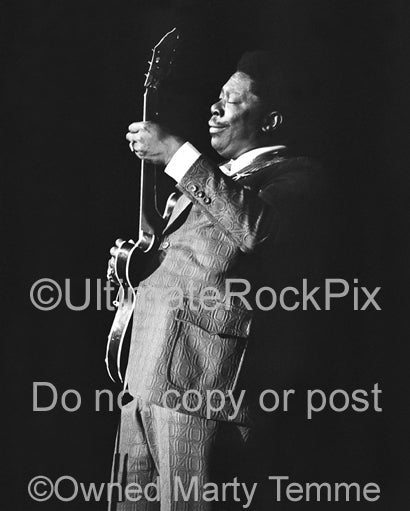 Photo of BB King in concert in the 1970's by Marty Temme