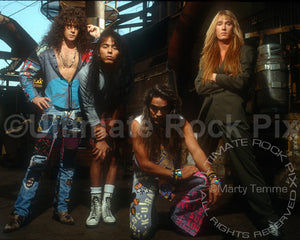 Photo of Marq Torien and BulletBoys during a photo shoot in downtown Los Angeles in 1990 by Marty Temme