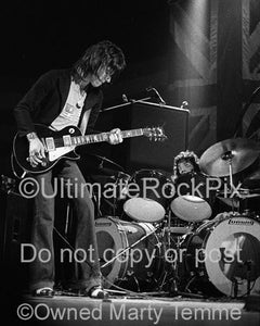 Black and White Photos of Jeff Beck and Carmine Appice in Concert in 1973 by Marty Temme