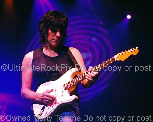 Photos of Jeff Beck Playing a Stratocaster in Concert in 2001 by Marty Temme
