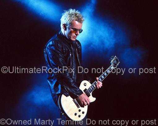Photos of Guitarist Billy Duffy Playing His Natural Wood Top Gibson Les Paul Custom by Marty Temme