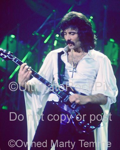Photos of Tony Iommi of Black Sabbath in Concert in 1978 by Marty Temme