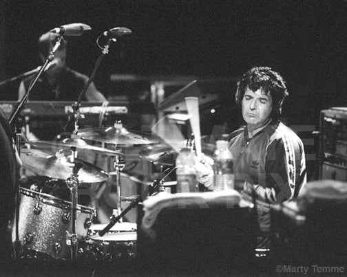 Photo of drummer Clem Burke of Blondie in concert by Marty Temme