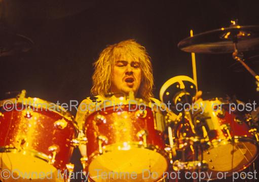 Photos of Drummer Jason Bonham Playing DW Drums in Concert with his Band Bonham in 1990 by Marty Temme