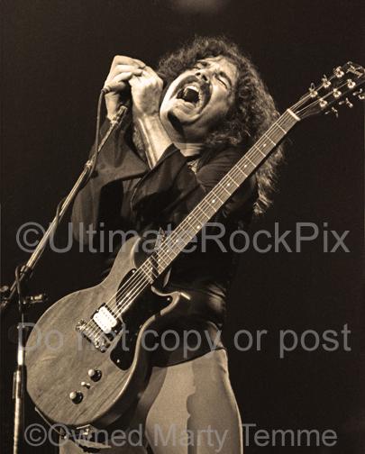 Sepia Tint Photos of Brad Delp of the Band Boston Performing Onstage in 1979 by Marty Temme