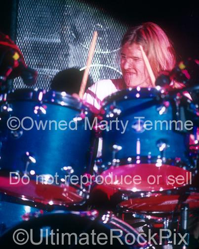 Photo of drummer Brooks Wackerman of Bad Religion and Avenged Sevenfold performing with Bad 4 Good in 1992 by Marty Temme