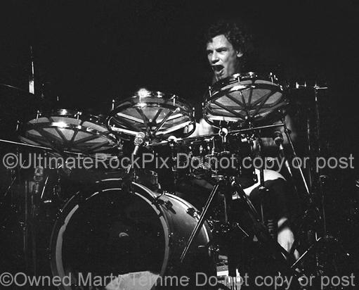 Photos of Bill Bruford of Yes and King Crimson in Concert in 1980 by Marty Temme