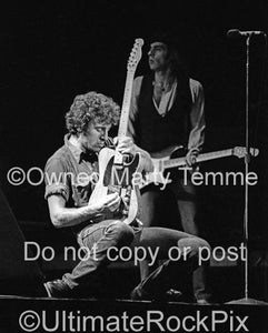 Black and White Photos of Musician Bruce Springsteen Playing His Fender Telecaster in Concert in 1978 by Marty Temme