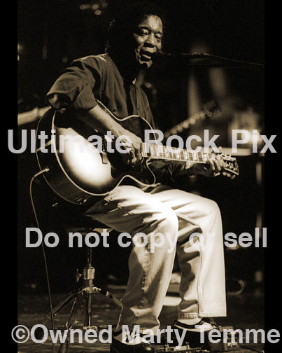 Art Print of blues guitar player Buddy Guy in concert in 2001 by Marty Temme