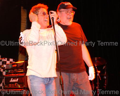 Photos of Roger Daltrey of The Who and Bun E. Carlos of Cheap Trick Standing Together Onstage by Marty Temme