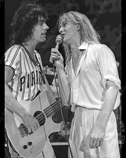 Black and white photo of Tom Petersson and Robin Zander of Cheap Trick in 1979 by Marty Temme