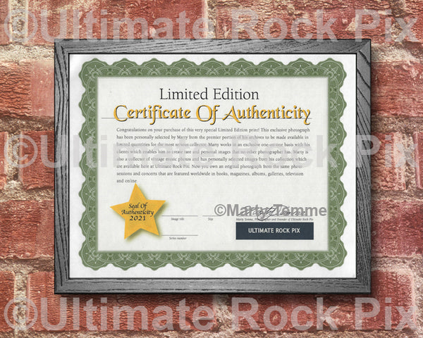 Certificate of Authenticity for Ultimate Rock Pix Limited Edition
