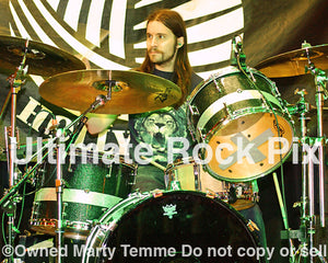 Photo of drummer Ben Koller of Converge onstage in 2008 by Marty Temme