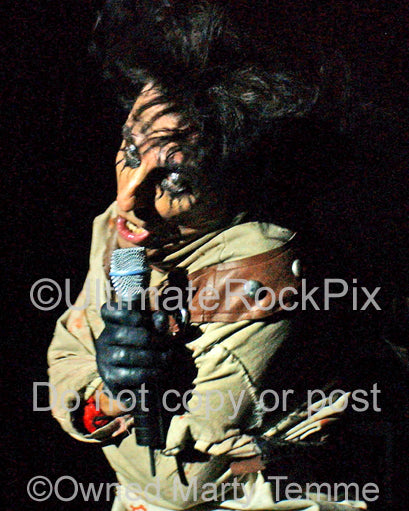 Photo of singer Alice Cooper in concert in 2006 by Marty Temme