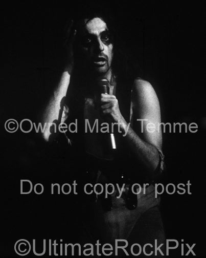 Black and White Photos of Alice Cooper in Concert in 1975 by Marty Temme