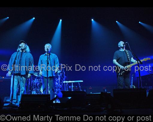 Photos of David Crosby, Graham Nash and David Gilmour of Pink Floyd Performing Together in Concert by Marty Temme