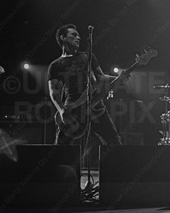 Black and white photo of Billy Morrison of The Cult in concert by Marty Temme