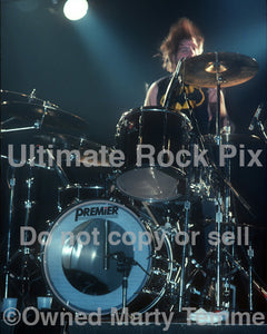 Photo of Chuck Biscuits of Danzig in concert in 1989 by Marty Temme