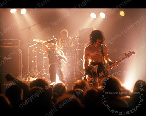 Photo of Eerie Von of Danzig in concert in 1989 by Marty Temme